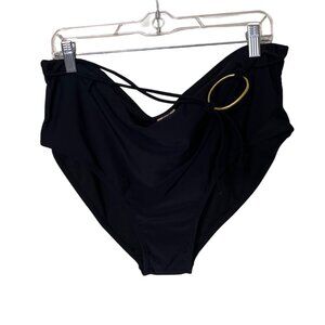 NEW Black Swimsuit/ Bikini  Bottom 2X (18W/20W) Faded Gold Ring Accent Beach